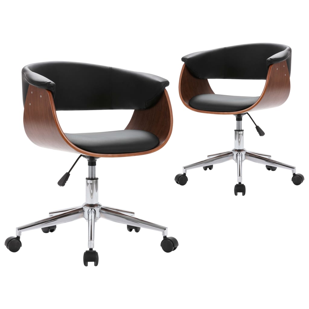 Eetkamerstoelen Draaibaar Kunstleer 2 Zwart en donkerbruin