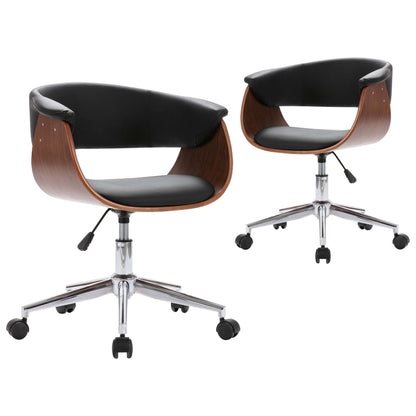 Eetkamerstoelen Draaibaar Kunstleer 2 Zwart en donkerbruin