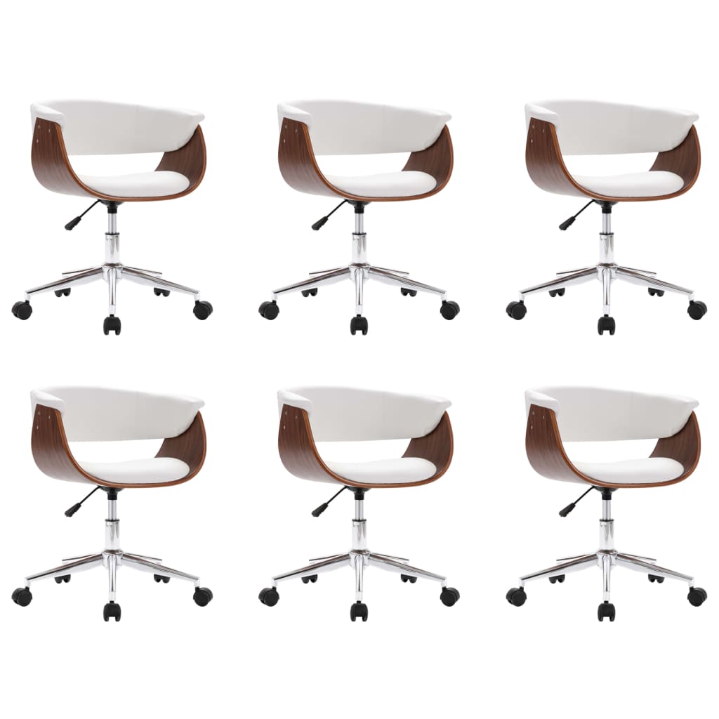 Eetkamerstoelen Draaibaar Kunstleer 6 Wit