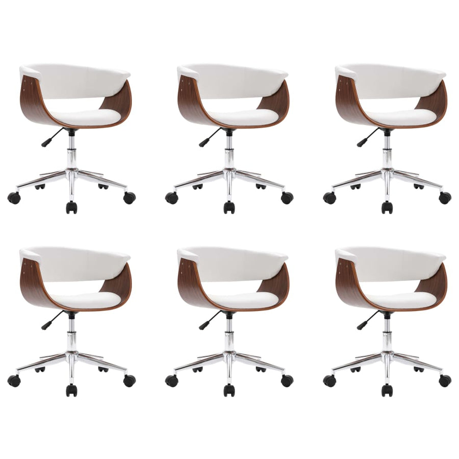 Eetkamerstoelen Draaibaar Kunstleer 6 Wit