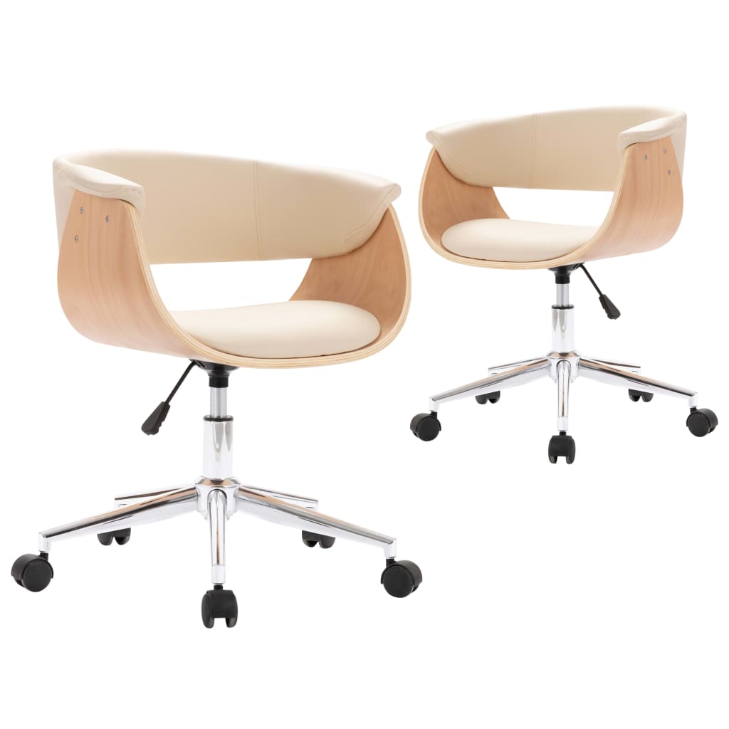 Eetkamerstoelen Draaibaar 2 St Kunstleer Crèmekleurig