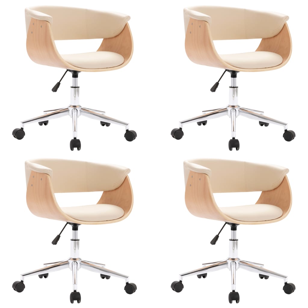 Eetkamerstoelen draaibaar 4 st kunstleer crèmekleurig