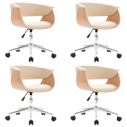 Eetkamerstoelen draaibaar 4 st kunstleer crèmekleurig
