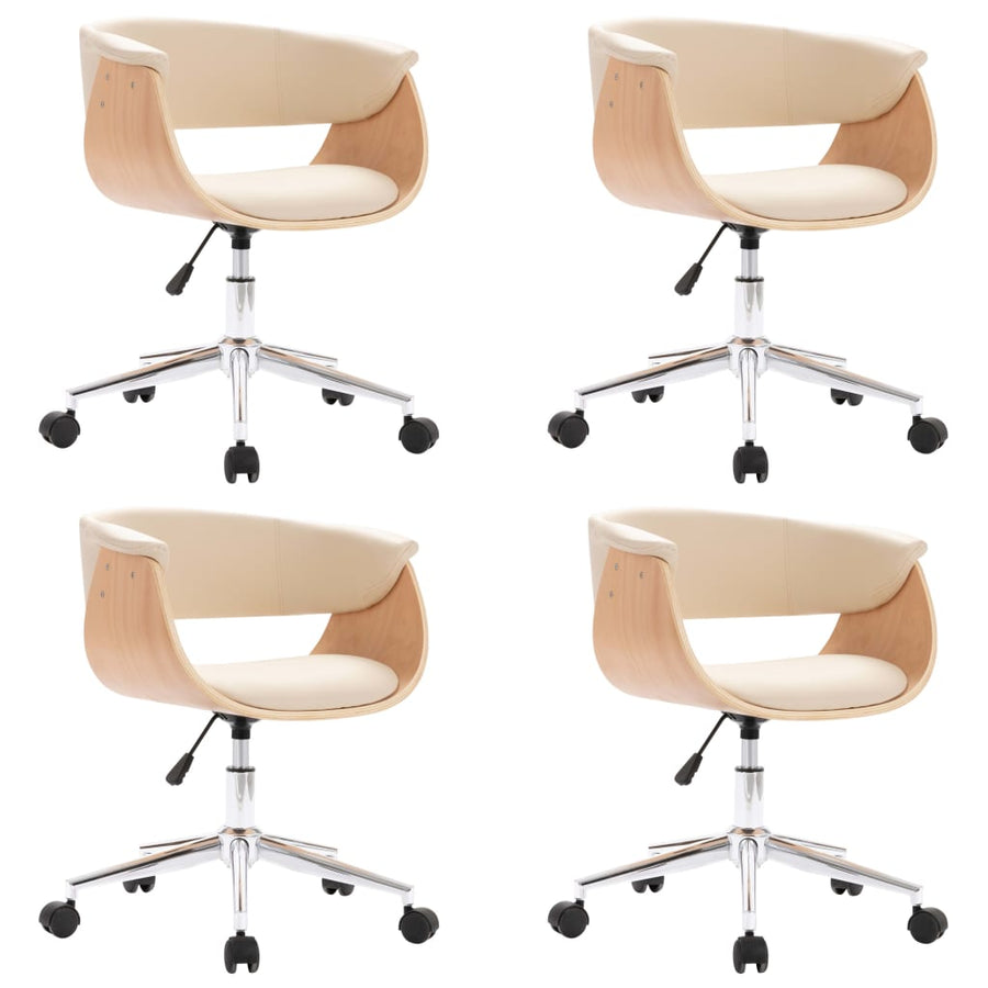 Eetkamerstoelen draaibaar 4 st kunstleer crèmekleurig