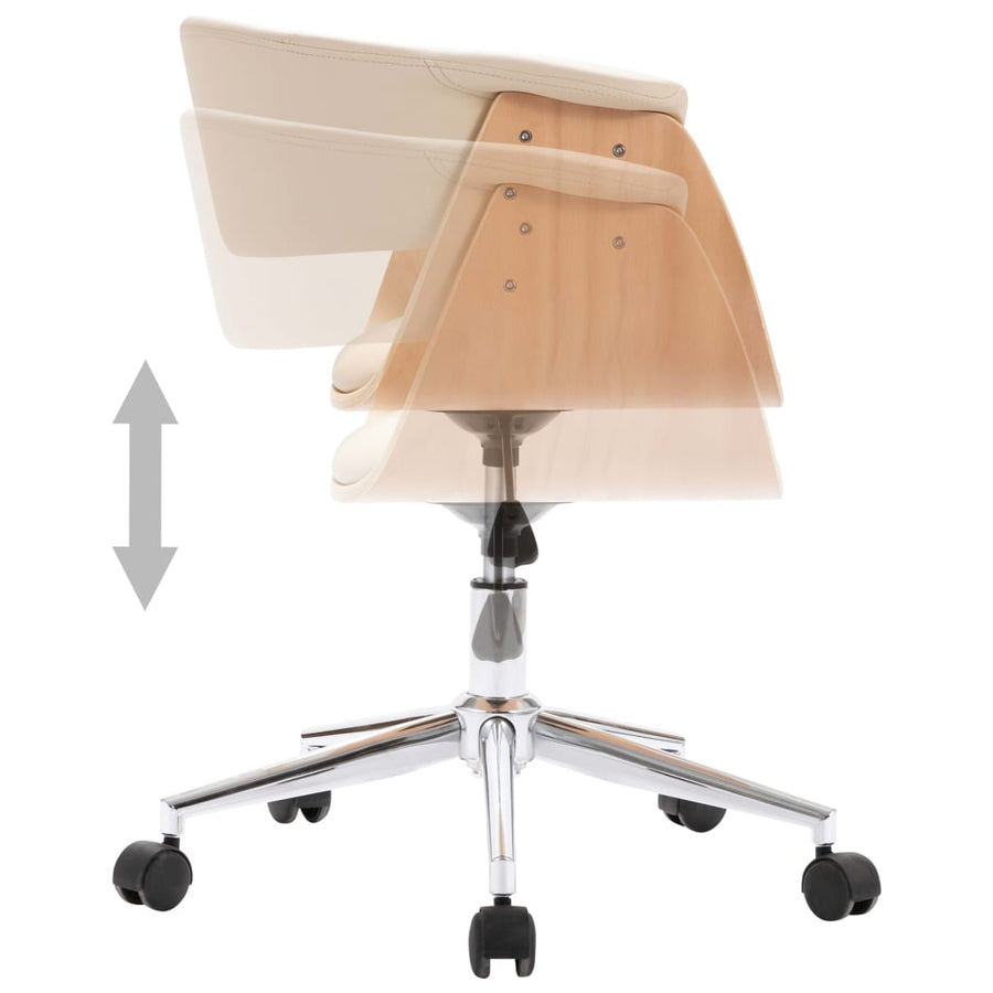 Eetkamerstoelen draaibaar 4 st kunstleer crèmekleurig