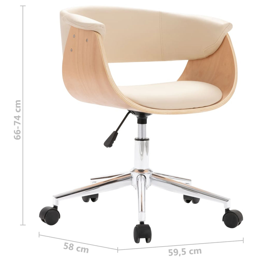 Eetkamerstoelen draaibaar 4 st kunstleer crèmekleurig