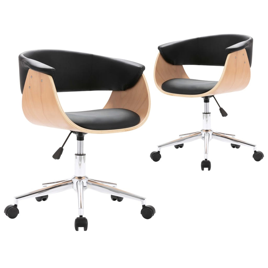 Eetkamerstoelen Draaibaar Kunstleer 2 Zwart en lichtbruin