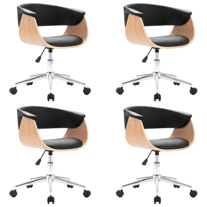 Eetkamerstoelen Draaibaar Kunstleer 4 Zwart en lichtbruin