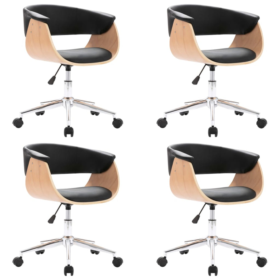 Eetkamerstoelen draaibaar 4 st kunstleer zwart