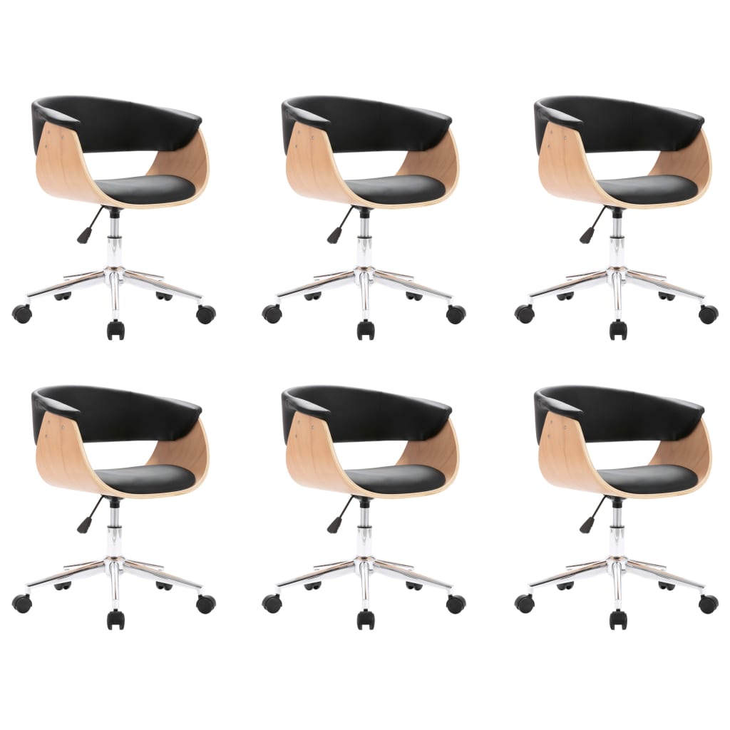 Eetkamerstoelen Draaibaar Kunstleer 6 Zwart en lichtbruin