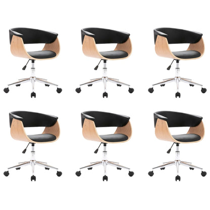 Eetkamerstoelen Draaibaar Kunstleer 6 Zwart en lichtbruin