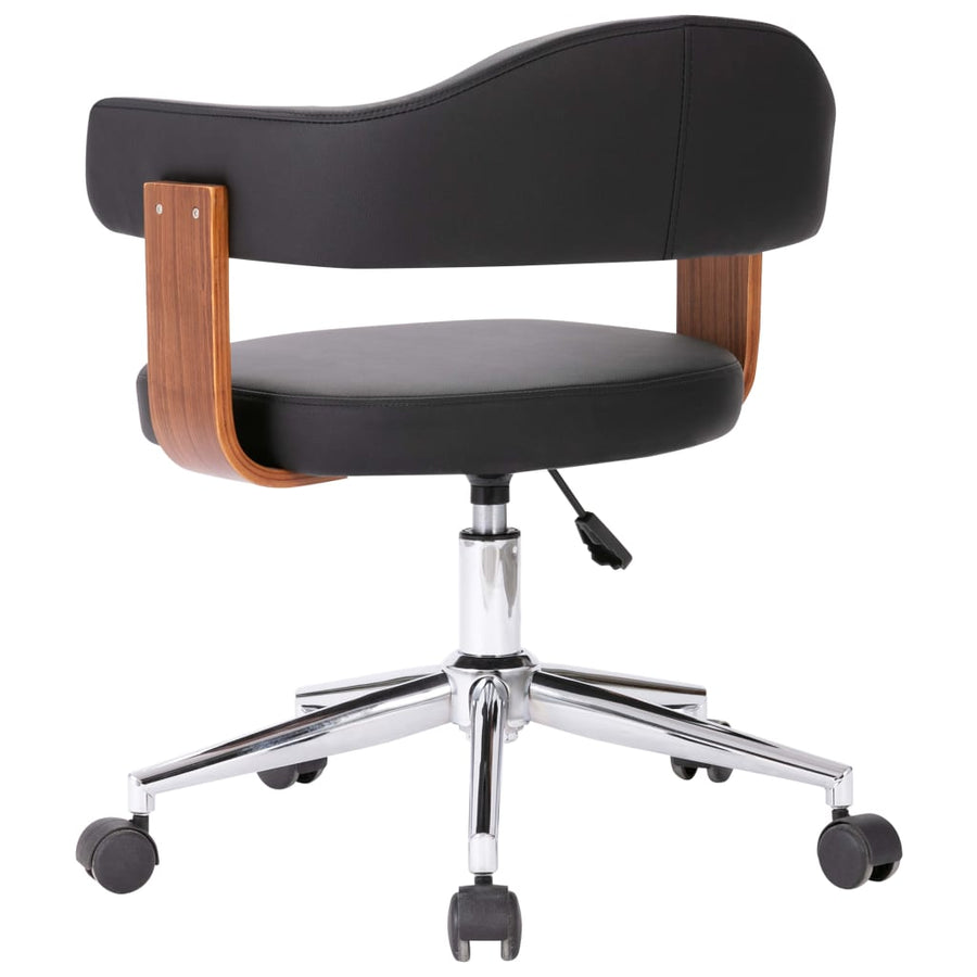 Eetkamerstoelen Draaibaar Gebogen Hout En Kunstleer 2 Zwart en donkerbruin