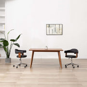 Eetkamerstoelen draaibaar 2 st gebogen hout kunstleer zwart