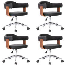 Eetkamerstoelen 4 st draaibaar gebogen hout en kunstleer zwart