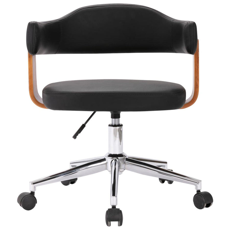 Eetkamerstoelen 4 st draaibaar gebogen hout en kunstleer zwart