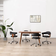 Eetkamerstoelen 4 st draaibaar zwart 55x50x70-78 cm