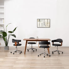 Eetkamerstoelen 4 st draaibaar gebogen hout en kunstleer zwart