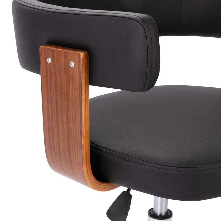 Eetkamerstoelen draaibaar 6 st gebogen hout en kunstleer zwart