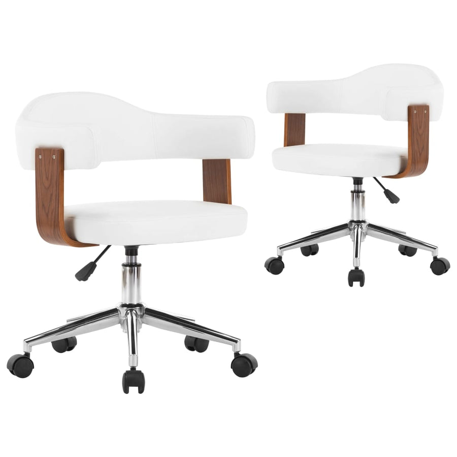 Eetkamerstoelen Draaibaar Gebogen Hout En Kunstleer 2 Wit