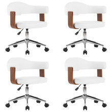 Eetkamerstoelen Draaibaar Gebogen Hout En Kunstleer 4 Wit