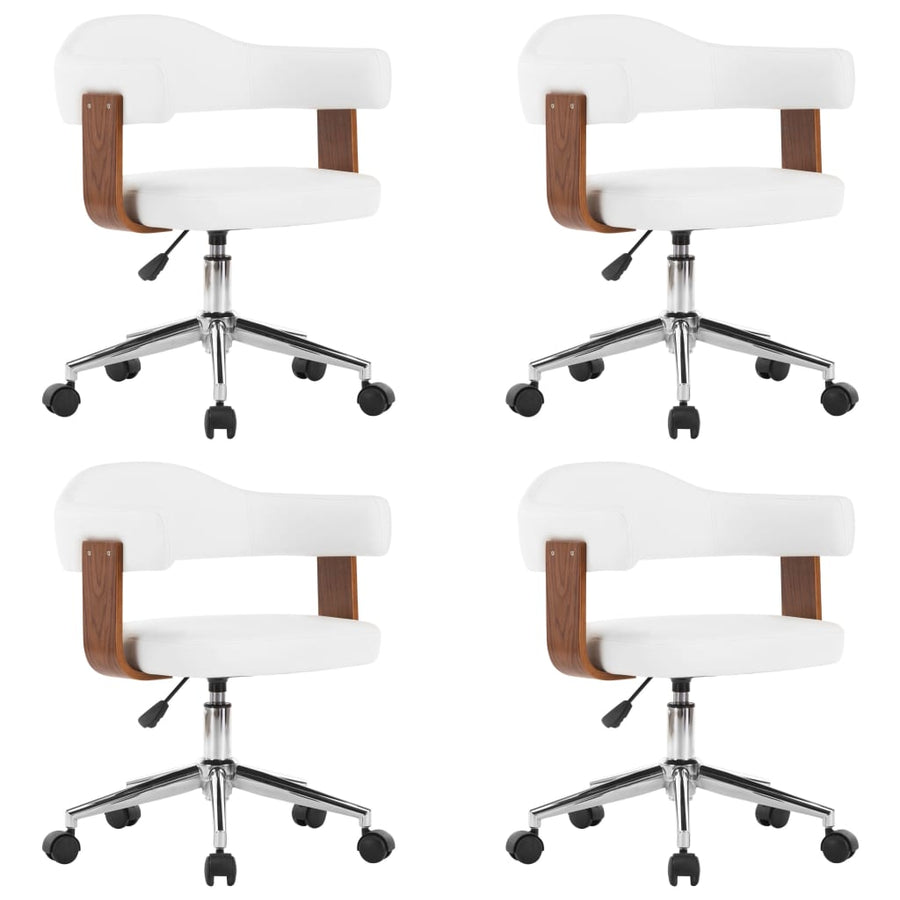 Eetkamerstoelen Draaibaar Gebogen Hout En Kunstleer 4 Wit