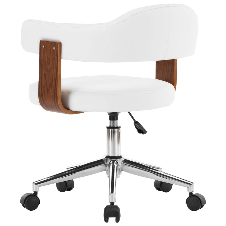 Eetkamerstoelen Draaibaar Gebogen Hout En Kunstleer 4 Wit