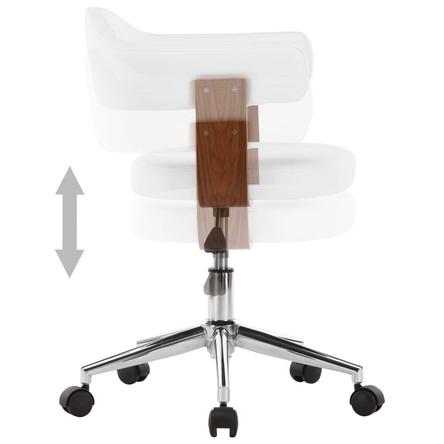 Eetkamerstoelen Draaibaar Gebogen Hout En Kunstleer 4 Wit