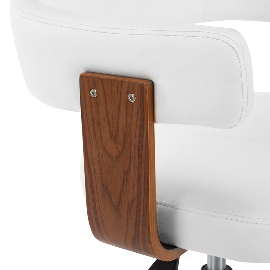 Eetkamerstoelen Draaibaar Gebogen Hout En Kunstleer 4 Wit