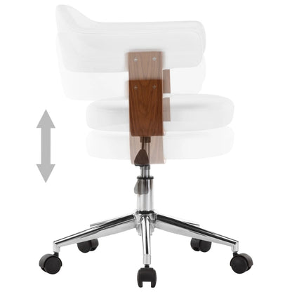 Eetkamerstoelen draaibaar 6 st gebogen hout en kunstleer wit