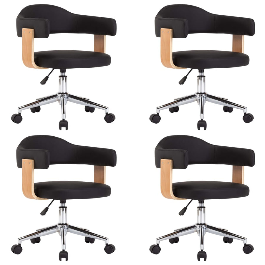 Eetkamerstoelen draaibaar 4 st kunstleer zwart