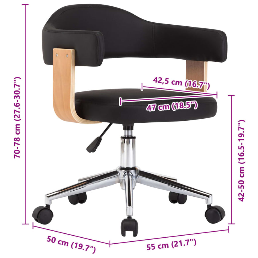Eetkamerstoelen draaibaar 4 st kunstleer zwart