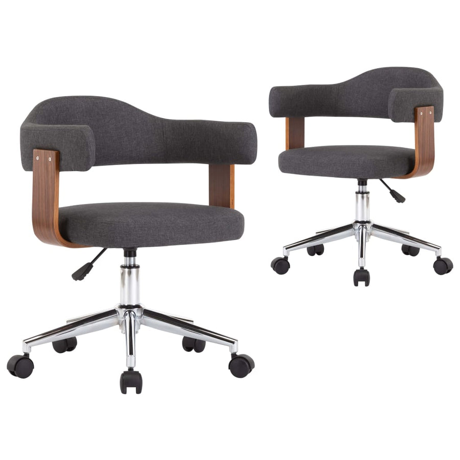 Eetkamerstoelen Draaibaar Gebogen Hout En Stof 2 Grijs