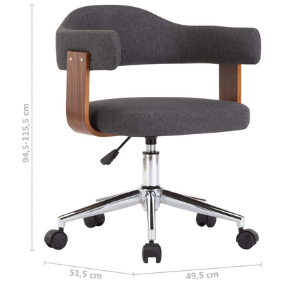 Eetkamerstoelen Draaibaar Gebogen Hout En Stof 2 Grijs