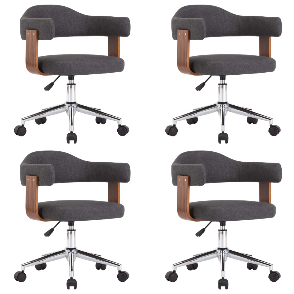 Eetkamerstoelen Draaibaar Gebogen Hout En Stof 4 Grijs