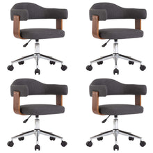 Eetkamerstoelen Draaibaar Gebogen Hout En Stof 4 Grijs