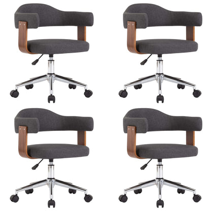 Eetkamerstoelen Draaibaar Gebogen Hout En Stof 4 Grijs