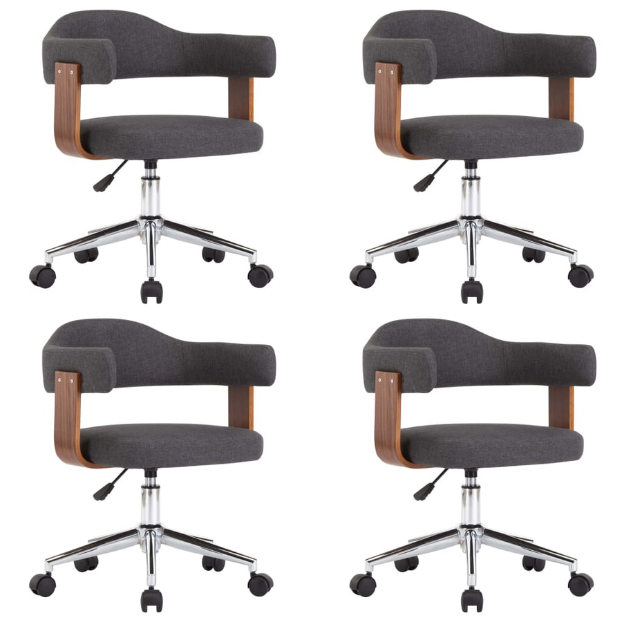 Eetkamerstoelen Draaibaar Gebogen Hout En Stof 4 Grijs