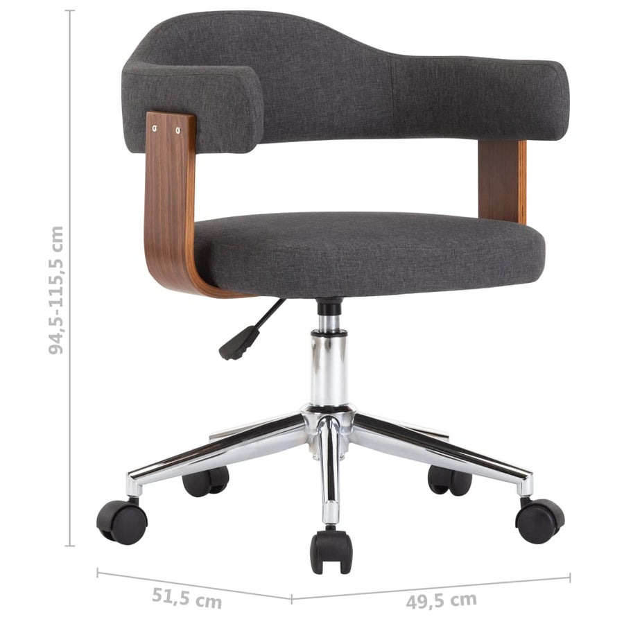 Eetkamerstoelen Draaibaar Gebogen Hout En Stof 4 Grijs