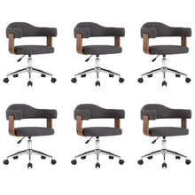 Eetkamerstoelen Draaibaar Gebogen Hout En Stof 6 Grijs