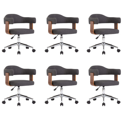 Eetkamerstoelen Draaibaar Gebogen Hout En Stof 6 Grijs