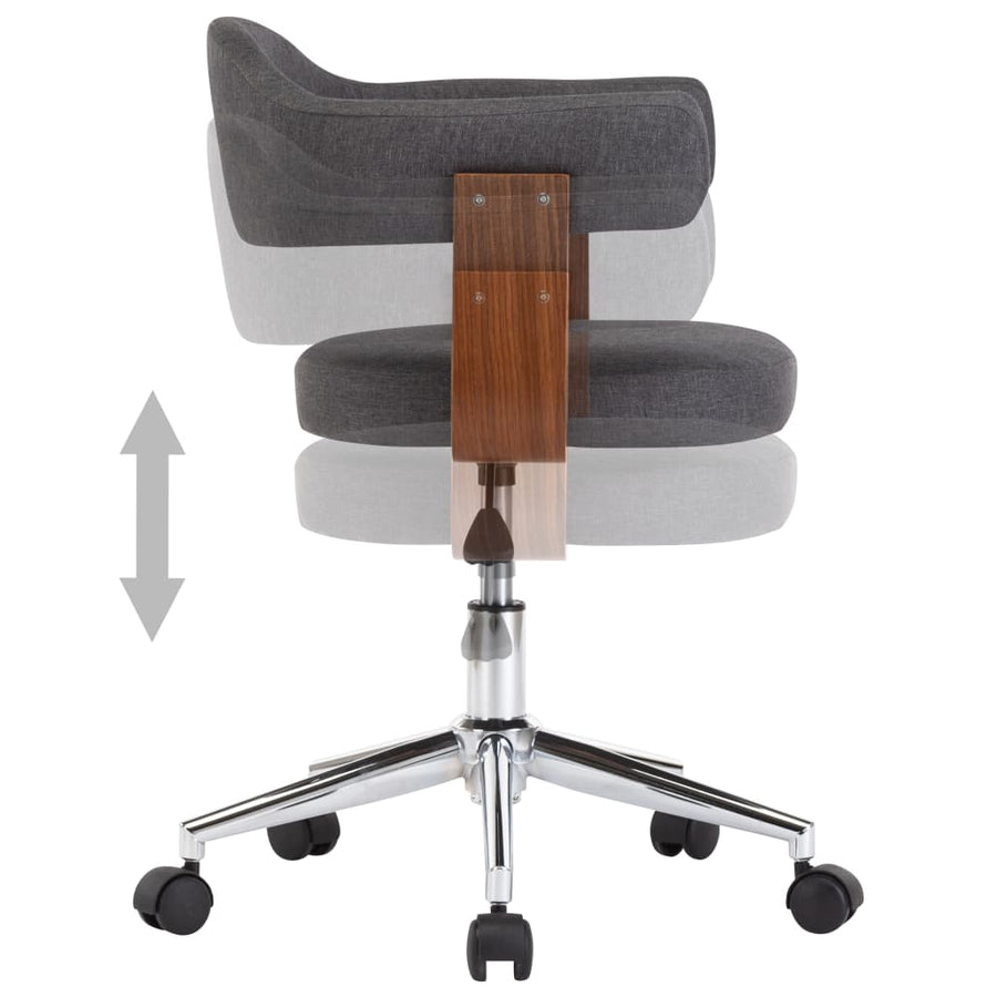 Eetkamerstoelen Draaibaar Gebogen Hout En Stof 6 Grijs