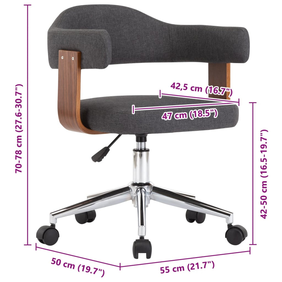 Eetkamerstoelen Draaibaar Gebogen Hout En Stof 6 Grijs