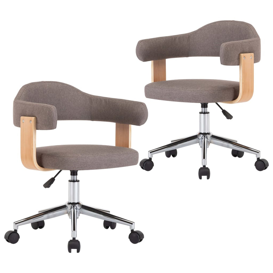 Eetkamerstoelen Draaibaar Gebogen Hout En Stof 2 Taupe