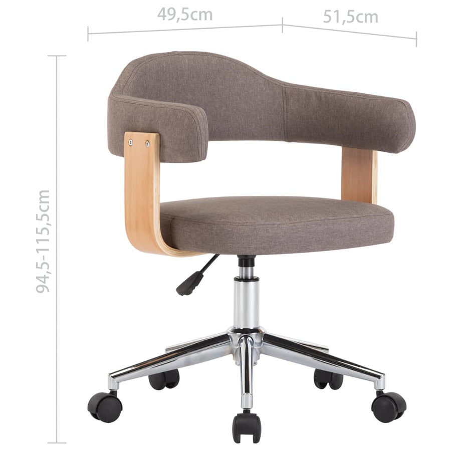 Eetkamerstoelen Draaibaar Gebogen Hout En Stof 2 Taupe