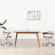 Eetkamerstoelen draaibaar 2 st taupe gebogen hout stof