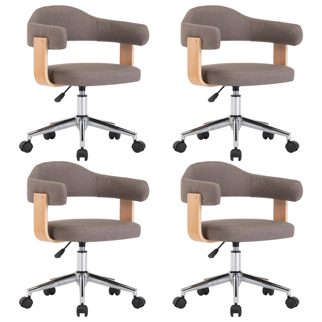 Eetkamerstoelen Draaibaar Gebogen Hout En Stof 4 Taupe