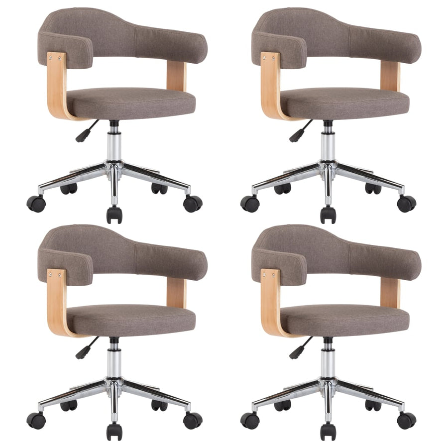 Eetkamerstoelen Draaibaar Gebogen Hout En Stof 4 Taupe