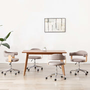 Eetkamerstoelen 4 st draaibaar stof taupe gebogen hout