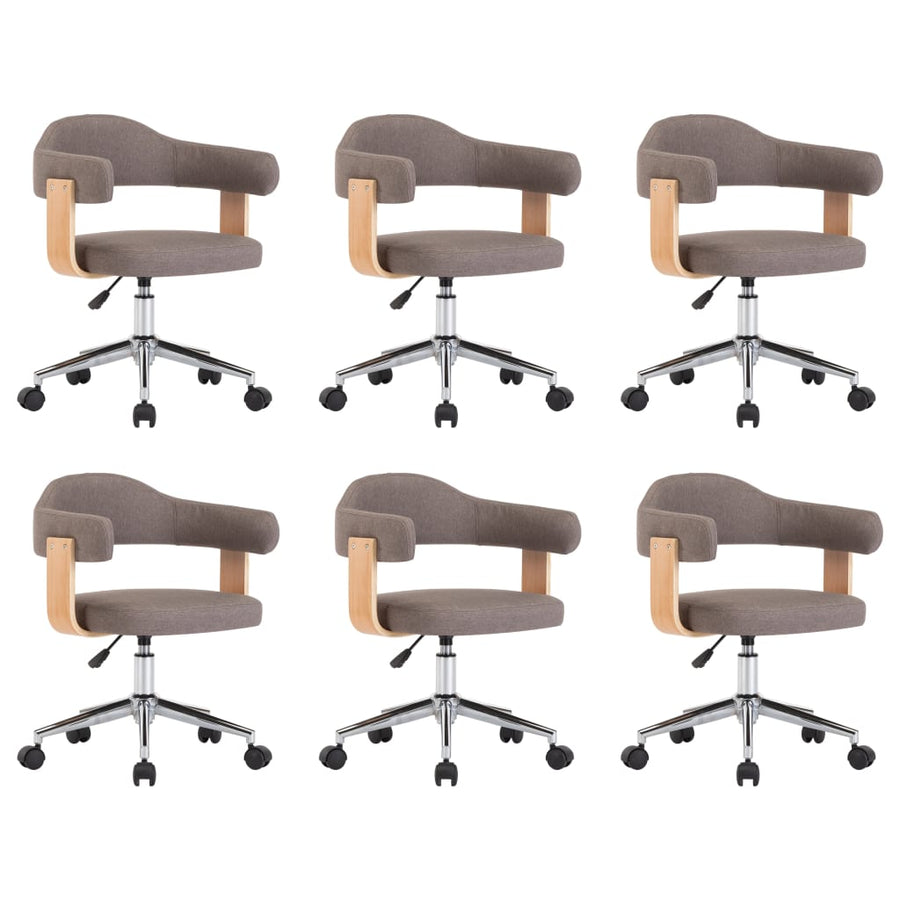 Eetkamerstoelen Draaibaar Gebogen Hout En Stof 6 Taupe
