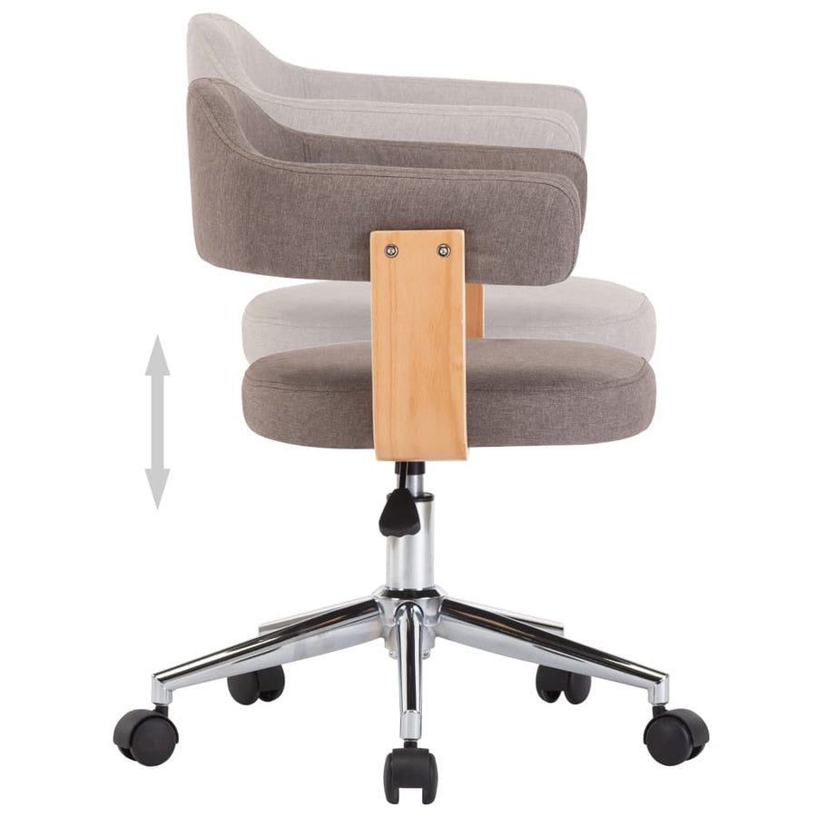 Eetkamerstoelen Draaibaar Gebogen Hout En Stof 6 Taupe